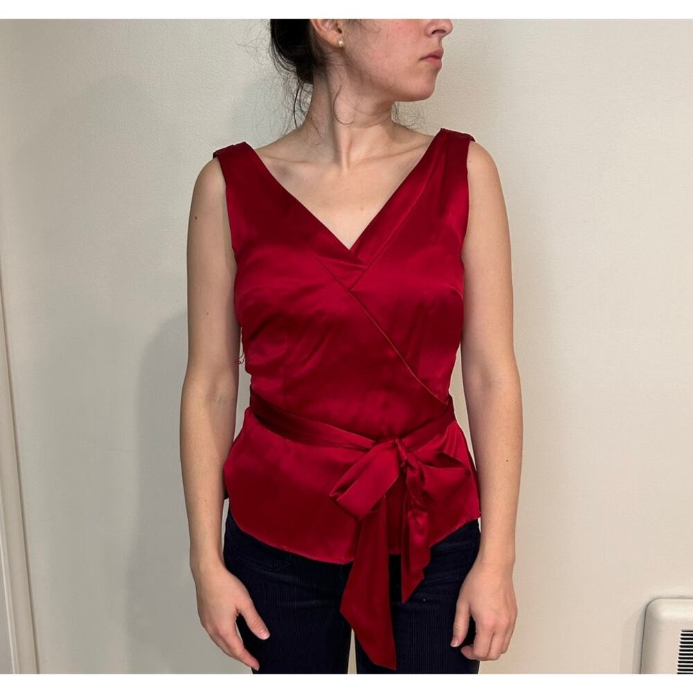 Vintage Ann Taylor 100% Silk evening top blouse with tie belt y2k sz 2 (S/M)
